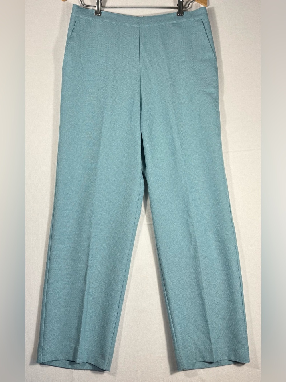 Alfred Dunner Women’s 8 Light Turquoise Straight-Leg Pull-On Pants with Pockets